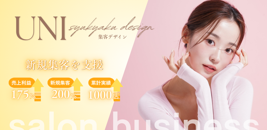 UNI集客デザイン 新規集客を支援 売上利益175％UP 新規集客200%UP 累計実績1000店以上